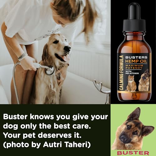Busters 2Pack Calming Pet Hemp Oil for Dogs, Cats, Infused with Melatonin for Dogs, Sleep Support, Pain Relief, Natural Anxiety Relief, Ideal Omega Ratio, Adrenal Support (Calming Formula 2-Pack) Busters 2Pack Calming Pet Hemp Oil for Dogs, Cats, Infused with Melatonin for Dogs, Sleep Support, Pain Relief, Natural Anxiety Relief, Ideal Omega Ratio, Adrenal Support (Calming Formula 2-Pack)