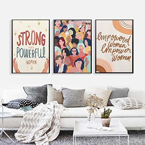 Peinture toile moderne Girl Power et affiche féministe de décoration pour salon et chambre
