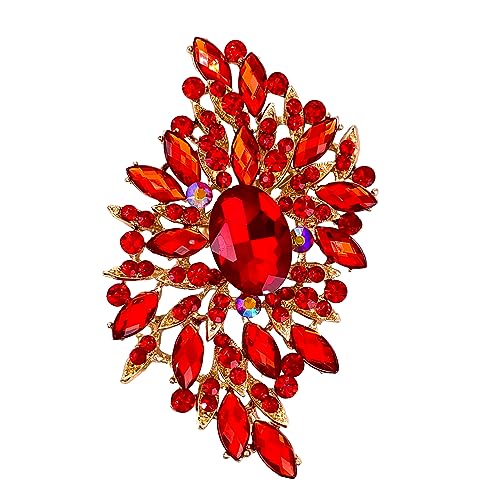 Image of SELOVO Big Large Leaf Brooches and Pins Scarf Decoration Gold Tone