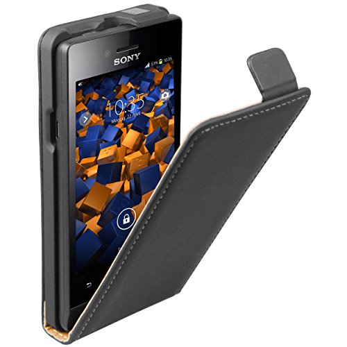 Mumbi Etui à rabat en Cuir pour Sony Xperia Miro Noir