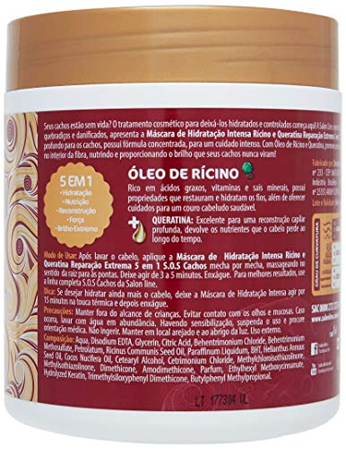 Máscara de Hidratação S.O.S Cachos Rícino e Queratina, 500gr, Salon Line, Salon Line, Branco