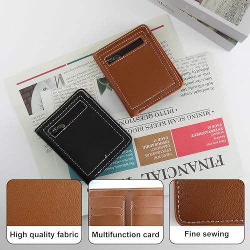 Men’s Wallets, Soft PU Leather Slim Wallets for Men with 6 Credit Card Slots and Coin Zipper Pocket, Front Pocket Wallets for Men for Credit Cards, ID Cards, and Cash (Black)3