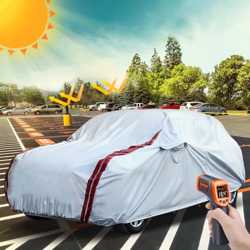 Image of Waterproof Car Covers Replacement for 2014-2025 Porsche Macan, 6 Layers All Weather Custom-fit Car Cover with Zipper Door & 18 Ponit Windproof Bands for Snow Rain Dust Protection