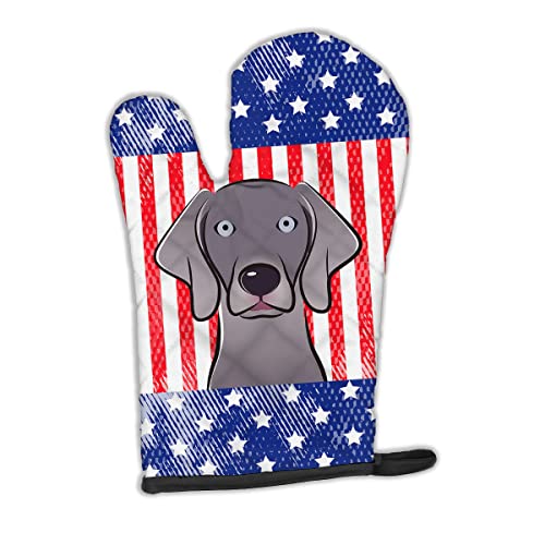 Caroline's Treasures BB2161OVMT American Flag and Weimaraner Oven Mitt Heat Resistant Thick Oven Mitt for Hot Pans and Oven, Kitchen Mitt Protect Hands, Cooking Baking Glove
