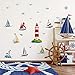 decalmile Pegatinas de Pared Faro Náutico Velero Vinilos Decorativos Náutico Infantiles Adhesivos Pared Habitación Niños Bebés Dormitorio Salón
