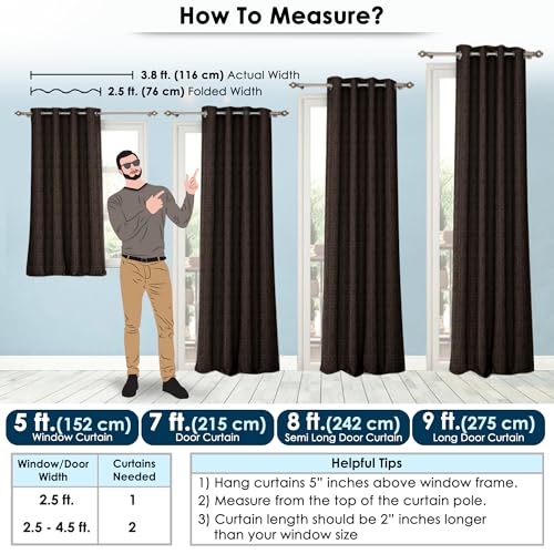 Image of Story@Home 100% True Blackout Long Door Curtains 9 Feet Long Set of 1 | Geometric Design | Room Darkening Curtain | Thermal Insulated Curtains for Living Room | (116 X 275 Cm, Chocolate Brown)