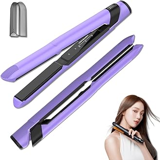 GlamPalmHair Straightener - 1" Ceramic Flat Iron, Touch Sensor & 11 Heat Settings, 20s Heat Up (210°–450°), Korea's No.1 Salon Styling Tool with 3D Swivel Cord & Dual Voltage, Purple (GP201T)