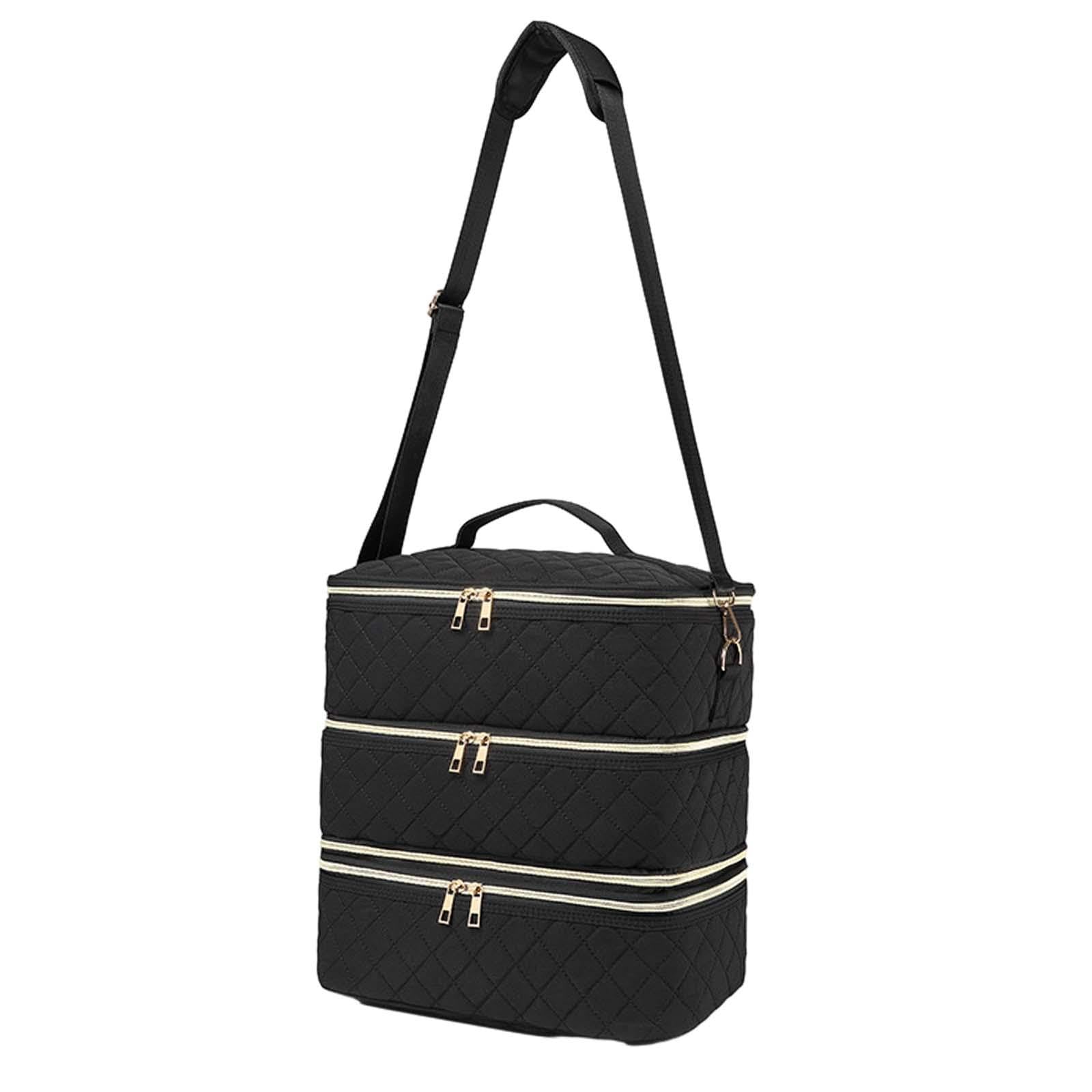 Bolsa de almacenamiento de esmalte de uñas de tres capas, bolsa de transporte para mujer, regalo para 80 esmaltes de uñas