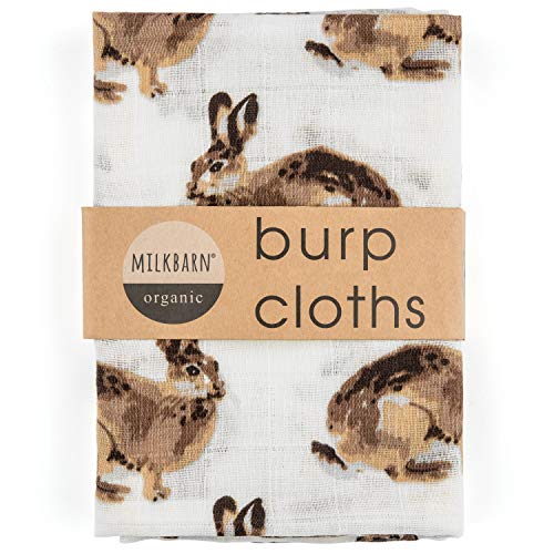 Milkbarn Organic Cotton Burp Cloths (2 pack) (Yellow Giraffe), 23"x23"