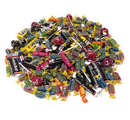Holiday Assorted Bulk American Candy 6 Lb Jolly Hard Candy Mix and Rolls Juniors Snack Bars Mini Dots Pops Fruit Rolls 100+ Ct (96 Oz)