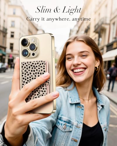 Image of Shorogyt for Magnetic Phone Wallet Compatible with Magsafe Card Holder - Luxury Slim Leather Mag Wallets for Women Fit 4 Cards, for iPhone 17 /16 /15 /14 /13 /12 Series for Apple RFID Magnet, Almond Latte