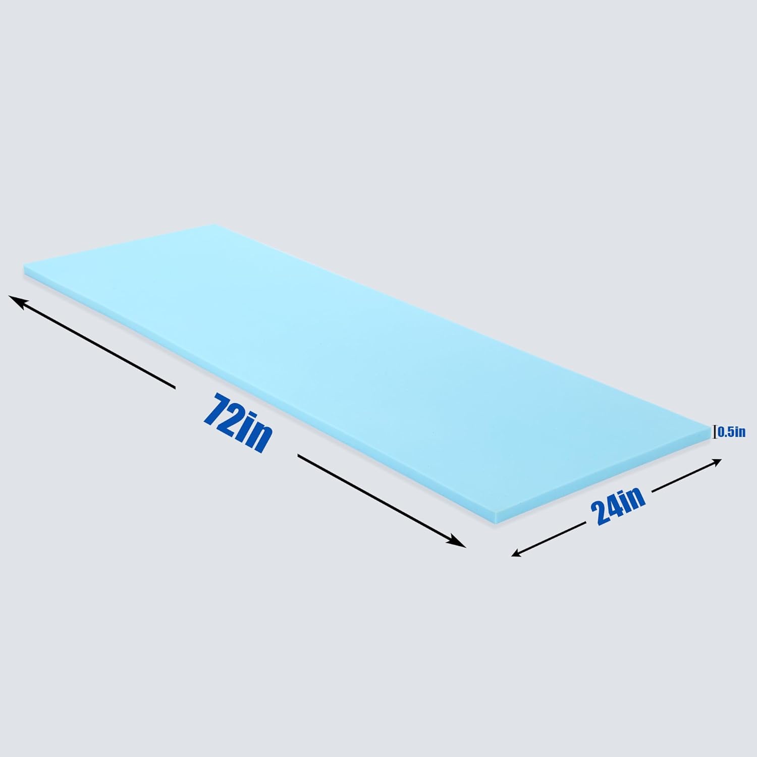 ((Similar ))HOMBYS Upholstery Foam Memory, 1/2\" Height 72\" L x 24\" W High Density Foam Padding Couch Cushion Support,Cut to Size Foam Furniture Replacement Pad for Sofa, Mattress Sag Support, 0.5\" H, Blue Blue 71\"L x 24\"W x 0.5\" H