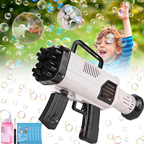 Big Gatling Bubble Gun Machine Rocket Electric Blower Mover Maker Water Toy, 5000+ Bubbles per Min, Best Gift in Summer Indoor Inside Outdoor Party Wedding for Kid Girl Boy Toddler Black