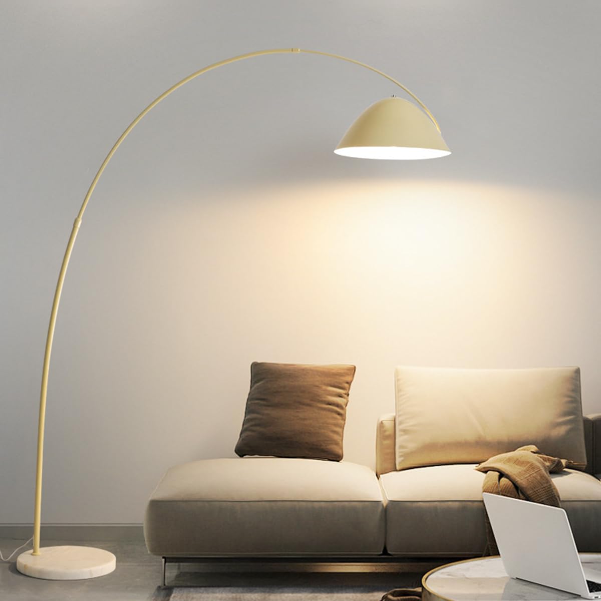HGJHJJHK Nordic Cream Style Floor Lamp 70.9" Arc Adjustable Floor Lamps Metal Tall Standing Lamp Home Decor Pole Lamp Over Couch Arched Reading Light for Office Nursery Room Corner