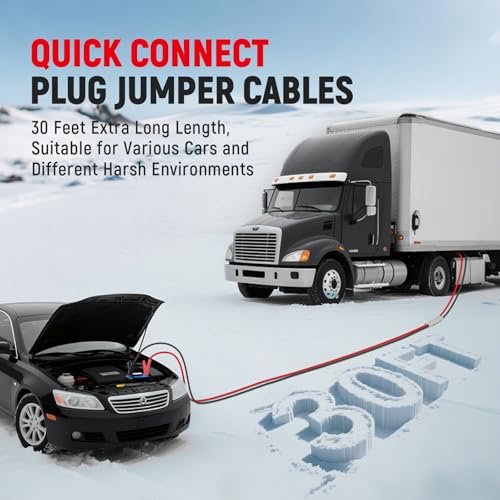 Image of TOPDC 0 Gauge 30 Feet Jumper Cables with Quick Connect Plug for Car, SUV and Trucks Battery, Heavy Duty Automotive Booster Cables for Jump Starting Dead or Weak Batteries with Carry Bag