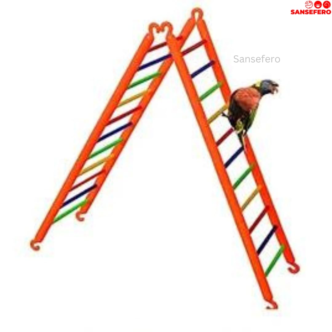 Premier Plants Toy Ladder perches, Hanging Swings Birds Cage Accessories for Small and Medium Parrots for Lovebirds, Cockatiels etc with11 Steps Ladder and 2 Round Swings (Multicolor) 3