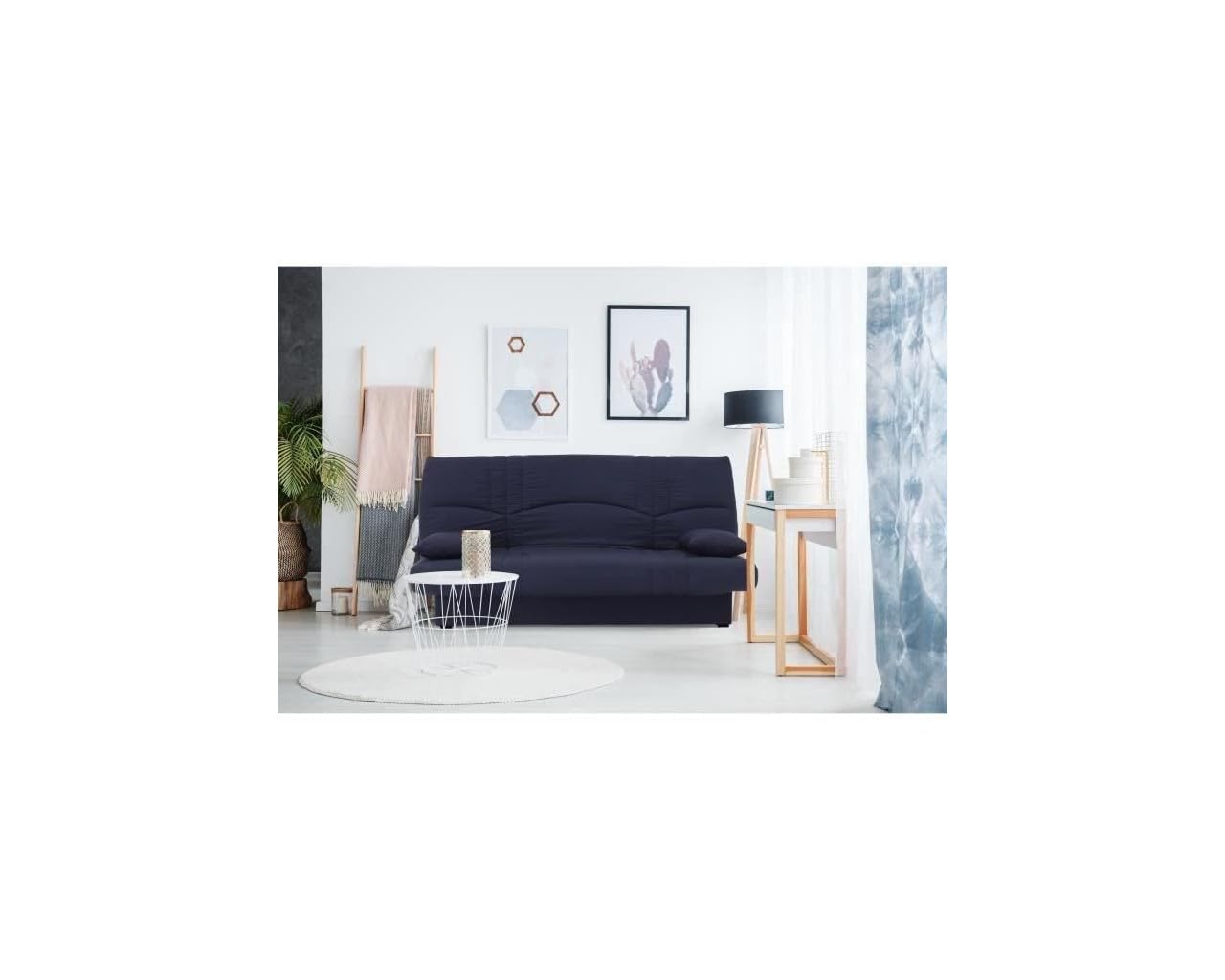 Générique Dream Banquette clic clac 3 Places - Tissu 100% Coton - Bleu foncé - Contemporain - L 190 x P 92 cm
