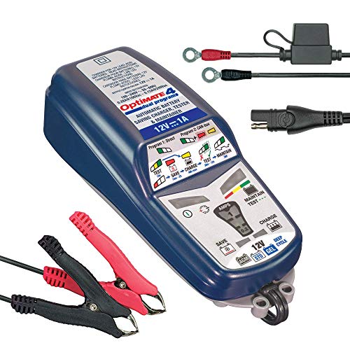 TecMate Optimate 4 Dual Program, TM-341, 9-Step 12V 1A Sealed Battery Saving Charger & maintainer