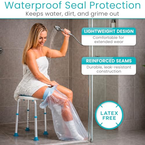 Protection de douche pour jambe cassée et pansement étanche
