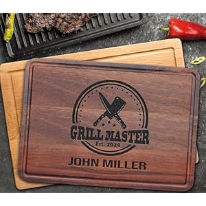 Personalized Barbeque and Grilling Gift for Fathers Day, Birthday, Anniversary, Christmas, Men, Husband, Dad, Grandpa, Him, Custom Wood Grill Cutting Board for Men, BBQ Masters, Chefs, Customized Wood Personalized Barbeque and Grilling Gift for Fathers Day Birthday Anniversary Christmas Men Husband Dad Grandpa Him Custom Wood Grill Cutting Board for Men BBQ Masters Chefs Customized Wood