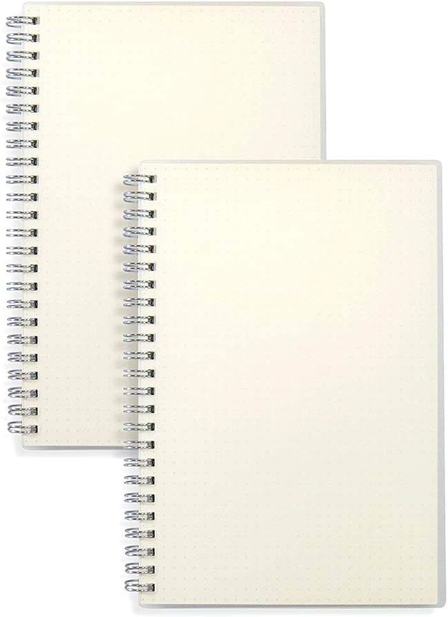 A5 Dot Grid Spiral Notebook -5.8 x 8.4 Total 160 Sheets/320 Pages, Thick Dotted Paper, Wirebound(2-Pack)