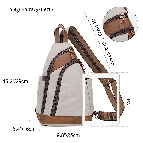 Image of Canvas Sling Bag - Crossbody Backpack Shoulder Daypack Rucksack for Men Women Outdoor Cycling Hiking Travel