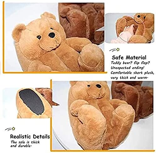 QWASZX Women's Teddy Bear Plush Slippers,Cute Novel Warm Non Slip Winter Floor Thick Furry Animal Shoes,Best Christmas/Birthday Gift For Girls/Boys(Size:4.5-8) blue-One size