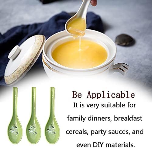 10 Pcs Asian Soup Spoon Melamine Style Soup Spoons Appetizer Tableware for Home, Kitchen, or Restaurant, Green