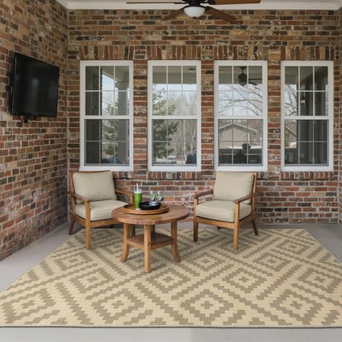 Image of GENIMO Outdoor Rug, Waterproof Plastic Rugs for Patio, 5'x8' Oat Beige
