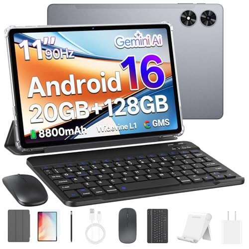 Android 16 Tablet with Keyboard, 11 Inch Tablet with Octa-Core & Gemini AI, 20GB RAM+128GB ROM (1TB...
