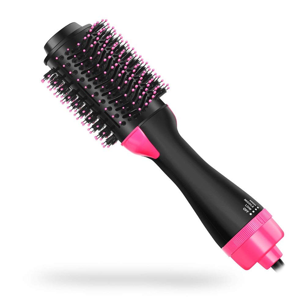 Yh9u One-Step Hot-air Brushes Hair Designer Hair Straightener Curler Dryer and Styler with Negative Iron Technique for Various Hair Types