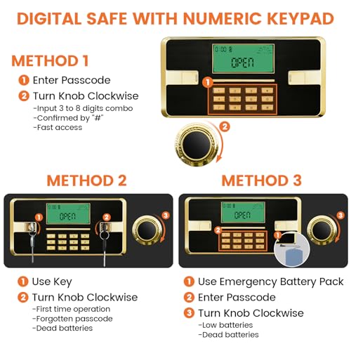 Extra Large Fireproof Waterproof Safe Box - Heavy Duty, Removable Inner Cabinet and Shelf, Anti-Theft Digital Safe for Home Office Hotel