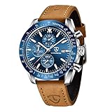 Diese wasserdichte Männer-uhren verfügt über ein Chronographenzifferblatt mit Stoppfunktion / Stunden-, Minuten- und Sekundenzeiger auf dem kleinen Zifferblatt und ist mit einem automatischen Datum ausgestattet. Uhren können Ihren täglichen Bedarf decken.