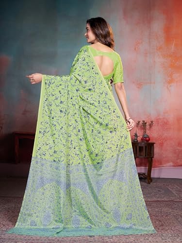 Image of Garden Vareli Floral Print Crepe Saree With Unstitched Blouse Piece