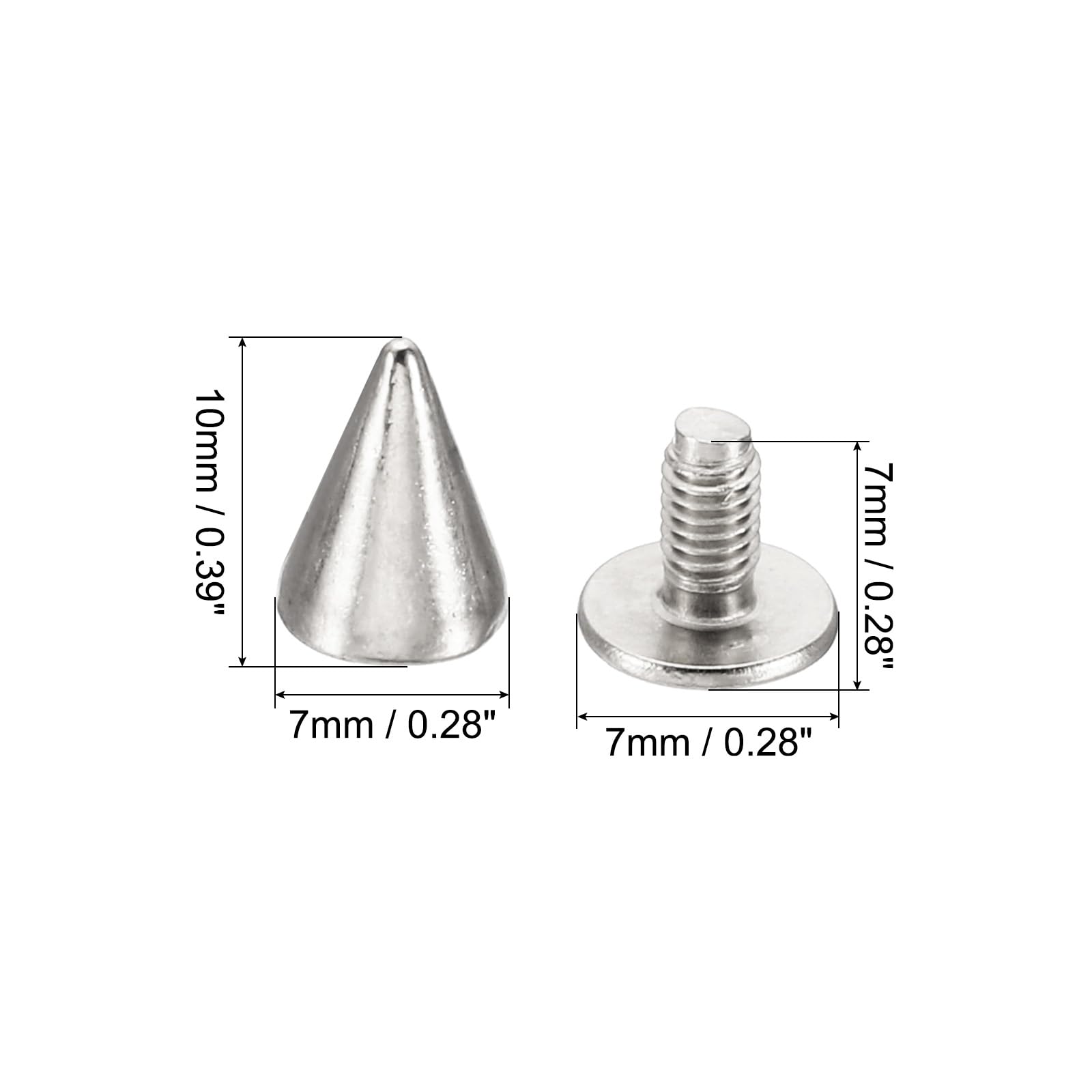 PATIKIL 10mm Studs for Clothing 20 Sets Studs and Spikes Leather Rivets Cone Spikes Metal Screw Studs for Clothing Leather Crafts Fabric Shoes Punk Bag Leathercraft - Image 2