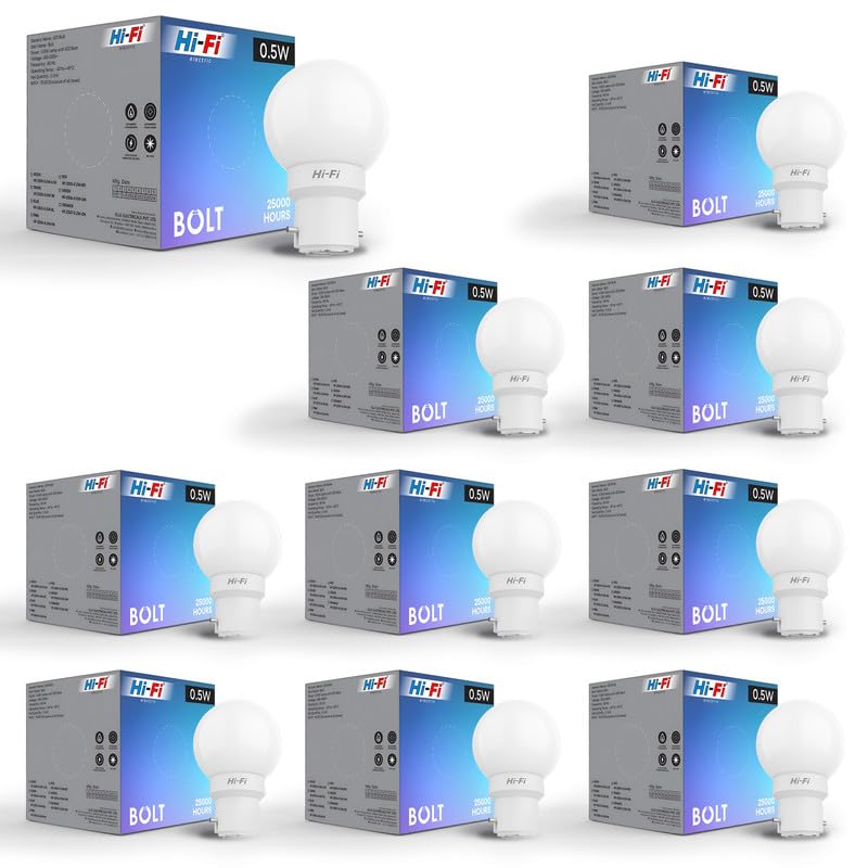 Image of Hi-Fi 0.5W LED Bulb Cool White (6500k) B22 Base | Energy Efficient Zero Watt Light | Decorative Night Lamp for Home, pooja room light & Bedroom Zero Blub (Pack of 10)