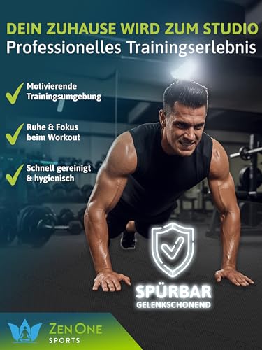 ZenOne Sports® Bodenschutzmatte Fitness I Puzzlematte Boden - 30x30x1cm I Individuell verlegbare Trainingsmatte für dein Home Gym I Robuste Bodenmatte für Sportgeräte, Schaumstoffmatte