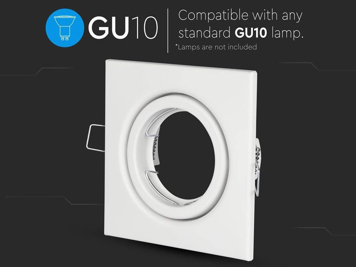 Kit 6 Porta Faretti Da Incasso Orientabili 30° Per GU10, Con Molla E Portalampade Inclusi, Colore Bianco - 2