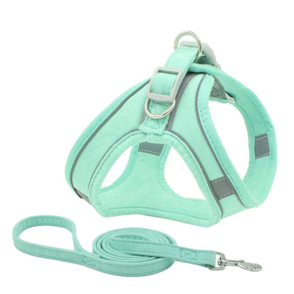 Szelki dla psa， I smycz odblaskowa kamizelka dla psa i kota szelki nylonowe zestaw czerwony Xs(Green,M)
