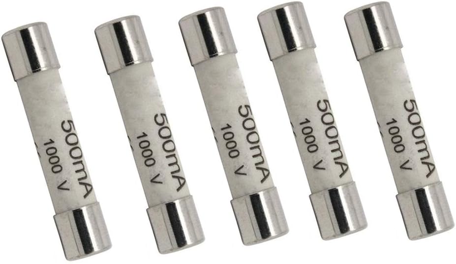 5 Pack Digital Multi Meter Fuse FF500MA (500MA,0.5A) 1000V Fast Acting Ceramic Fuse for DC Digital Multi Meter 6.3 x 32mm