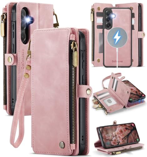 Defencase for Galaxy S24 FE Case Wallet Compatible with Magsafe, Rose Pink