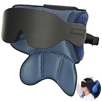 SARISUN Travel Pillow for Airplanes, Airplane Pillow with Sleep Eye Mask, 360° Neck Support Headrest, Portable Travel Essentials, Adjustable Airplane Head Strap for Most Seats, Mottled Blue