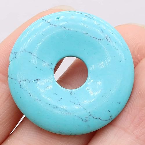 Miniatura 5 de LHJ Colgantes de cuentas de piedra natural, agujero central, forma de anillo de piedra mixta, hebilla de ping y ágata piedra de cristal para hacer