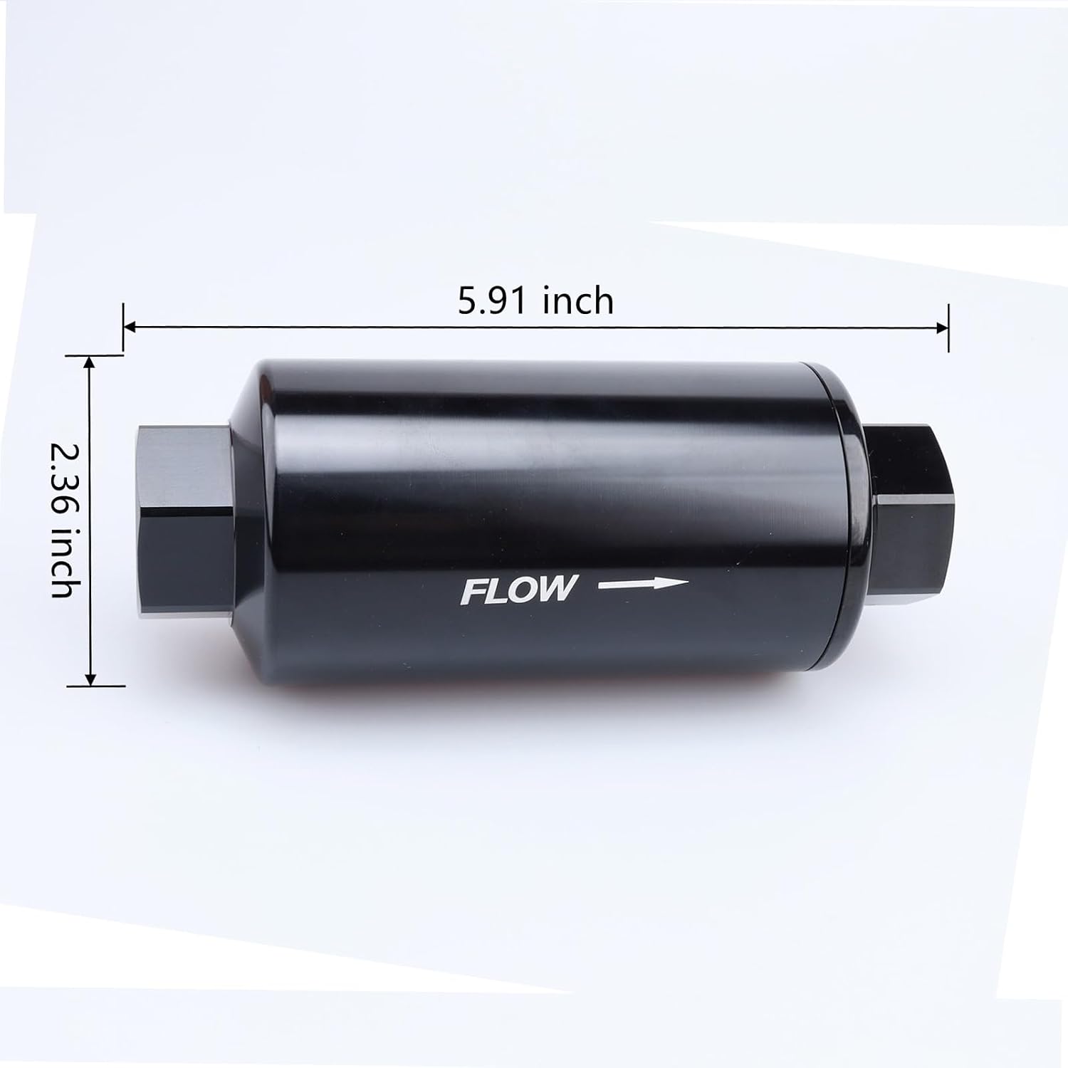 AC PERFORMANCE 12AN Billet Aluminum 30 Micron Fuel Filter with Reusable Stainless Steel Mesh Filter Element No Glue Design, ORB-12 Port, Black