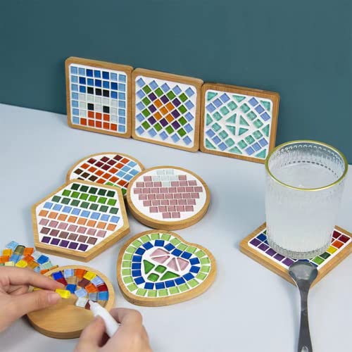 Ortiso 2 Pack Mosaic Kits For Adults, Crystal Glass Mosaic Tiles With Wooden Coaster Diy Craft Kit For Coaster Handmade Decor Gifts #TOP4