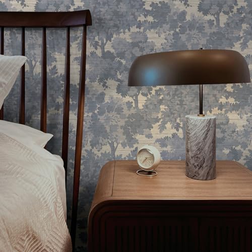 Tempaper Textured Blue Canopy Toile Faux Grasscloth Removable Peel and Stick Wallpaper, 20.5 in X 16.5 ft, Made in The USA by Tempaper - Image 4