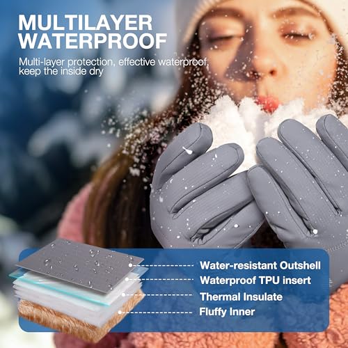 image for SIMARI Winter Waterproof Warm Gloves Women Men with Touchscreen Finger