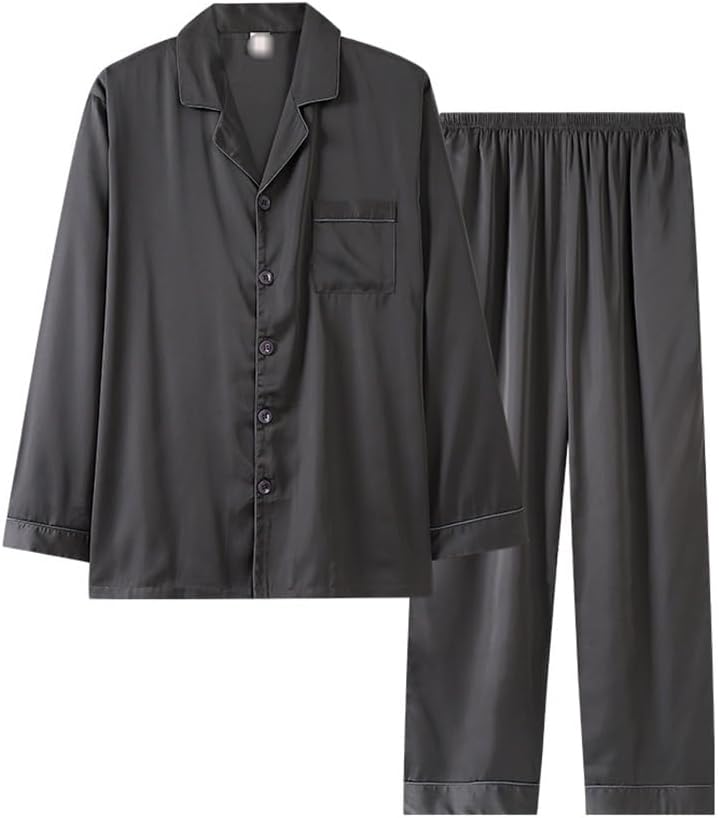 Pajamas Men's Ice Silk Thin Long-sleeved Simulation Homewear Suit