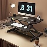 Steh-Sitz Schreibtisch Steharbeitsplatz Stehpult Stehtisch Ergonomische Höhenverstellbar, Arbeitsplatz für zwei Monitore und Laptops mit großer Tastaturablage, Steh-Sitz-Aufsatz für Büro (75CM)