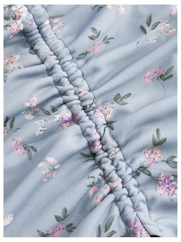 Verdusa Women's Floral High Waist Side Slit Maxi Skirt Mesh Drawstring Bodycon Ruffle Hem Long Skirt3